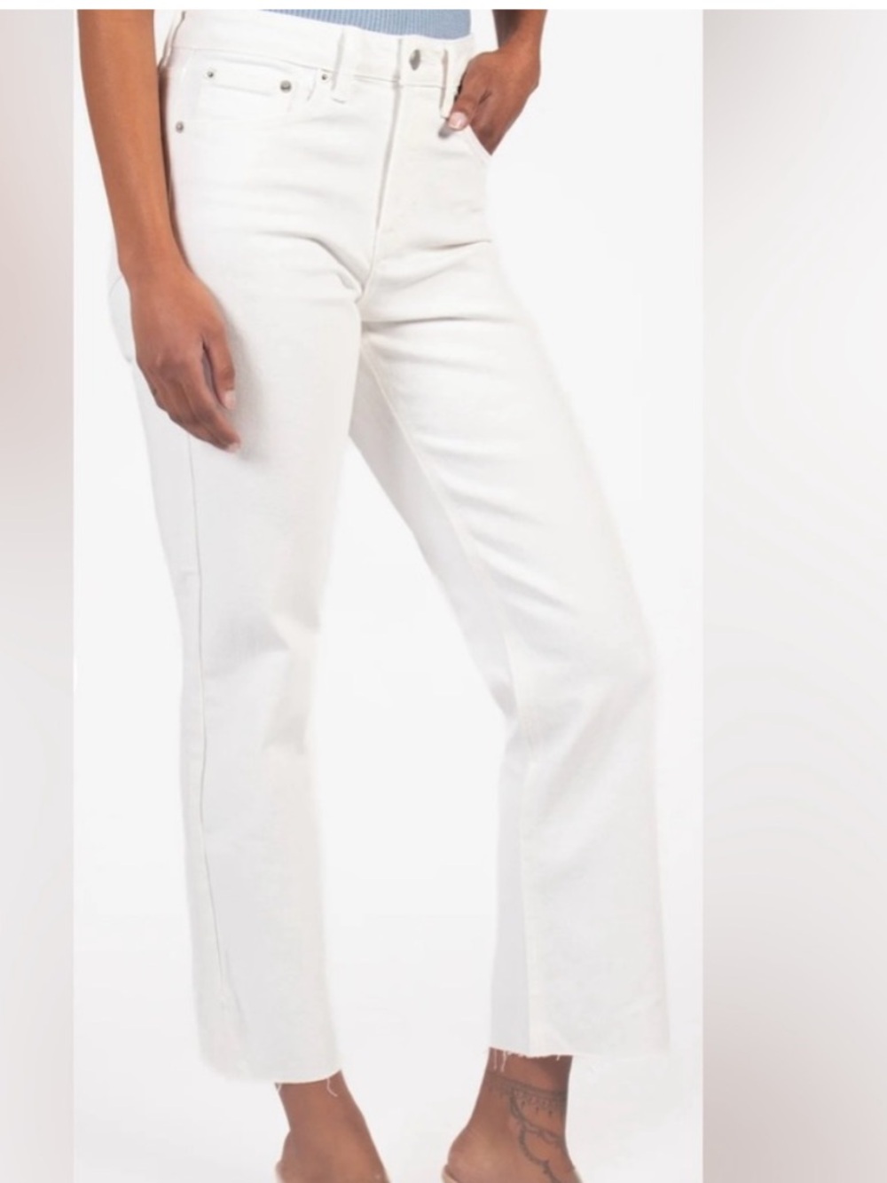 Just USA White Hem Detail Straight Jeans